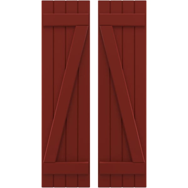 Ekena Millwork Americraft 4-Board (2 Batten) Wood Joined Board-n-Batten Shutters w/ Z-Bar, ARW102BB414X77MRH, PR ARW102BB414X77MRH - main